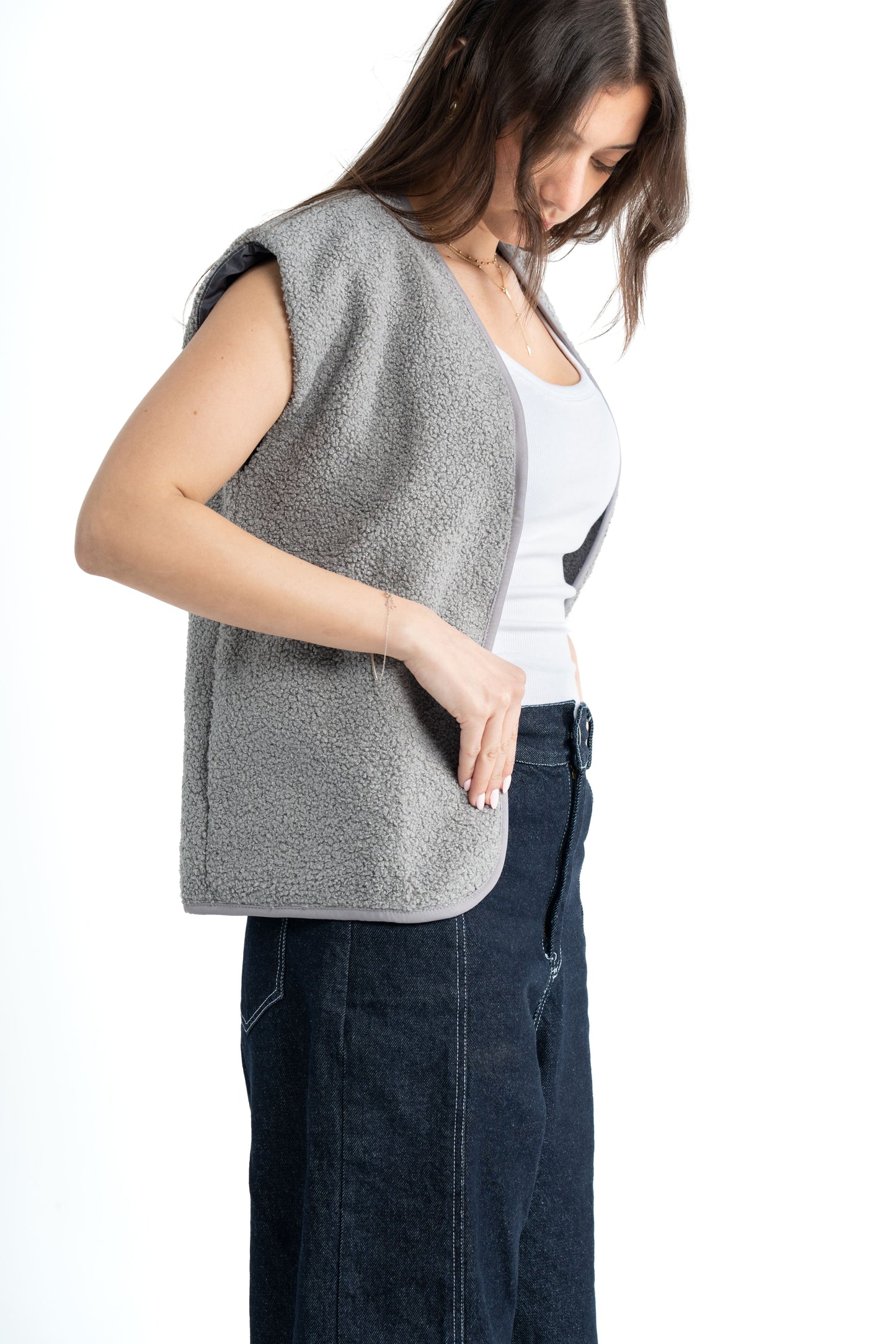Fur Vest - Grey